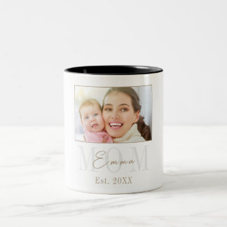 Elegant Modern Ny Mamma Est. År Fotografi Två-Tonad Mugg