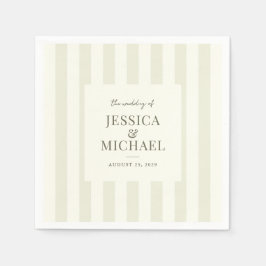 Elegant Modern Oliv grönt stripe Bröllop Pappersservett