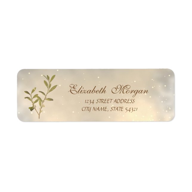 Elegant Modern Olivgren  Adress Returadress Etikett (Framsidan)