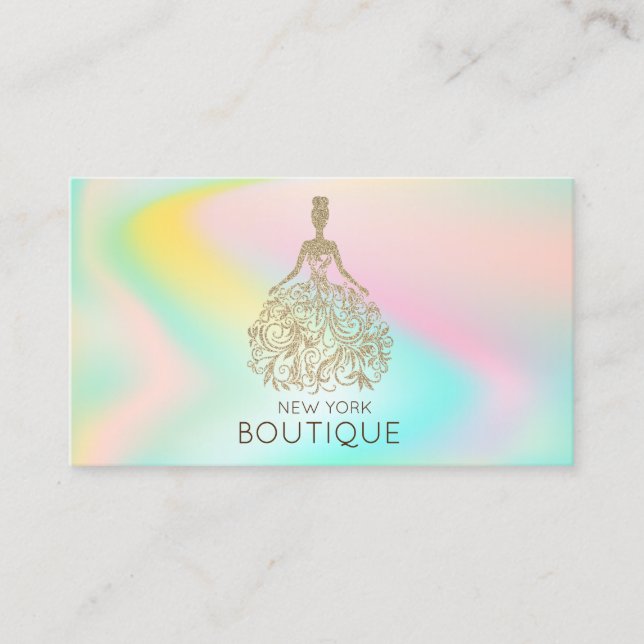 Elegant modern ombre glitterklänning visitkort (Framsida)