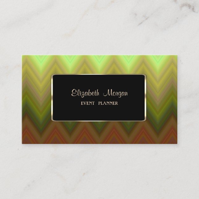 Elegant, modern, Ombre Zigzag Chevron Visitkort (Framsida)
