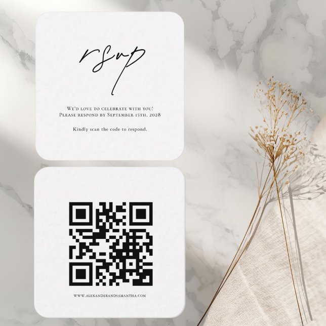 Elegant Modern OSA kort | Svar på QR-kod Bröllop (Skapare uppladdad)
