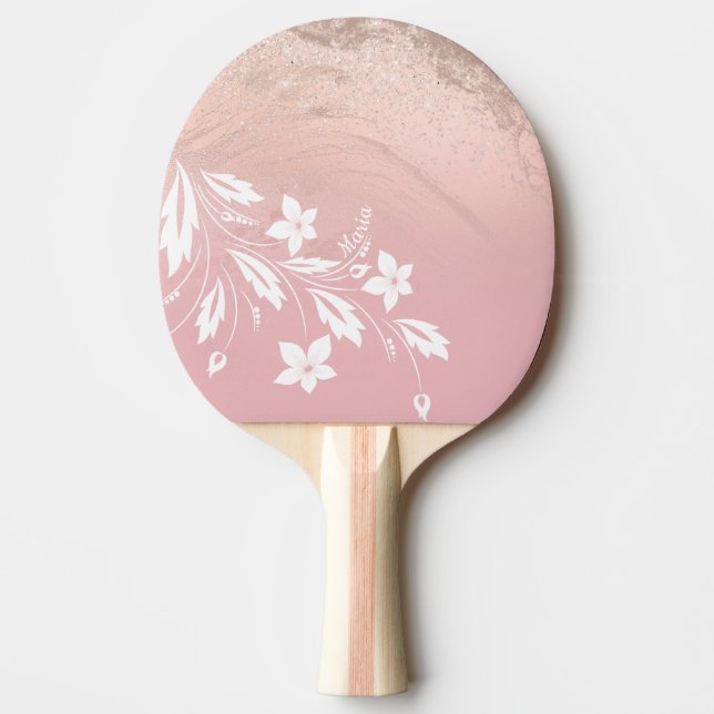Elegant modern övertoning ro glitter blommigt pingisracket (Framsidan)