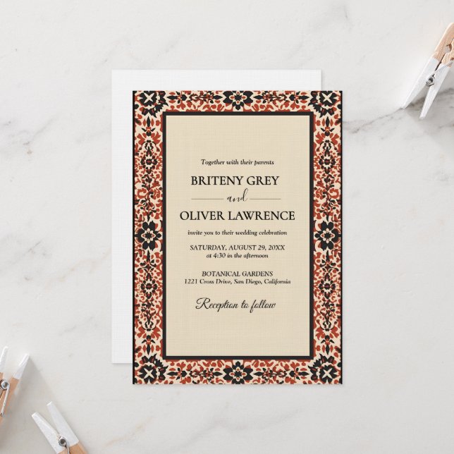 Elegant modern Papel Picado ogräsrensning Inbjudningar (Fram/Back In Situ)