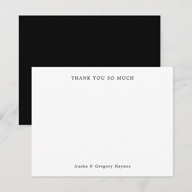 Elegant Modern Par Typography Svart Tack Anteckningskort (Fram/baksida)