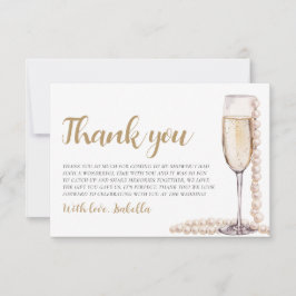 Elegant Modern Pärlor och Prosecco Bröllopsdusch Tack Kort