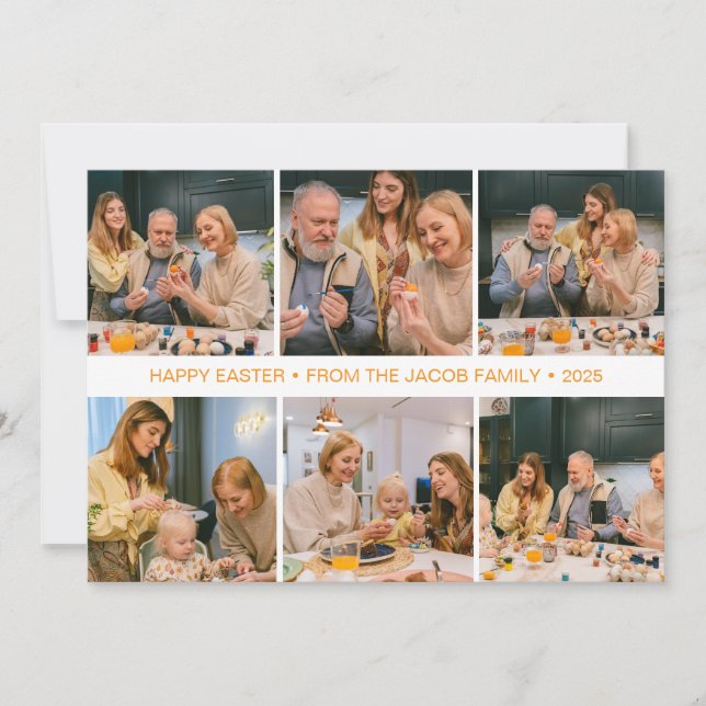 elegant Modern Påsk, familj sex fotosamlingar Julkort (Framsida)