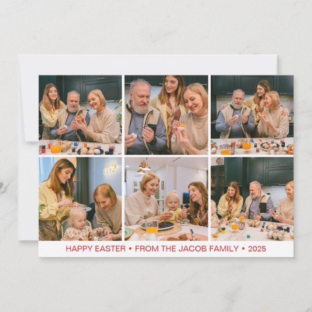 elegant Modern Påsk, familj sex fotosamlingar Julkort (Framsida)