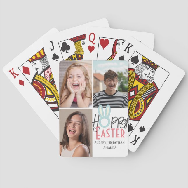 elegant, modern Påsk, familjeterminalfotokollage Casinokort (Baksidan)