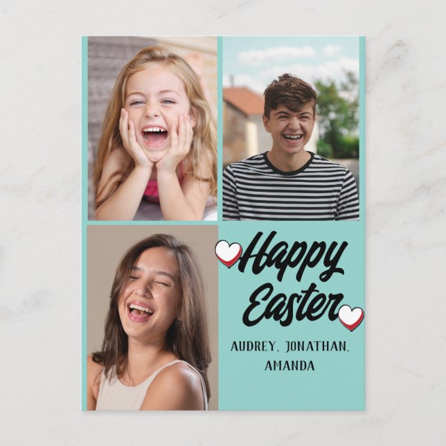 elegant, modern Påsk, familjeterminalfotokollage Helg Vykort (Framsida)
