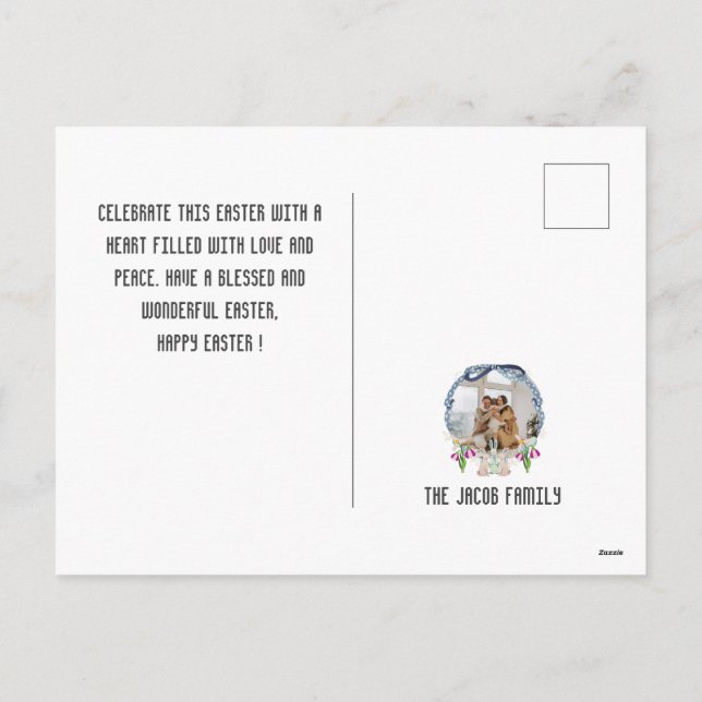 elegant, modern Påsk, familjeterminalfotokollage Helg Vykort (Baksida)