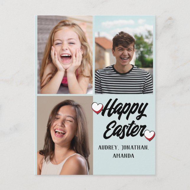 elegant, modern Påsk, familjeterminalfotokollage Helg Vykort (Framsida)