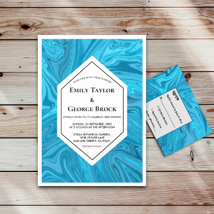 Elegant Modern Pastel Blue Abstrakt Paint Bröllop Inbjudningar