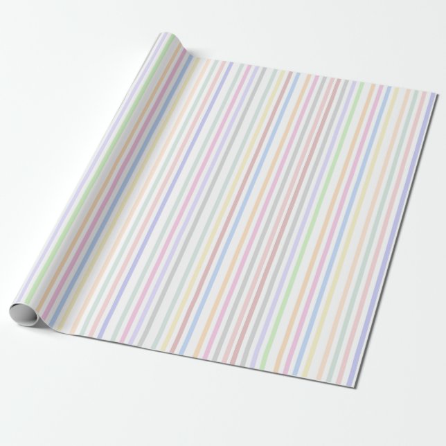 Elegant Modern Pastel Färg Slim Rand Presentpapper (Utrullad)
