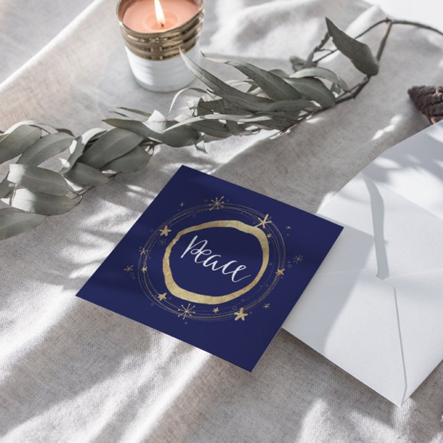 Elegant Modern Peace Guld Star Julkort (Skapare uppladdad)