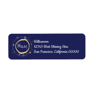 Elegant Modern Peace Guld Star Returadress Etikett