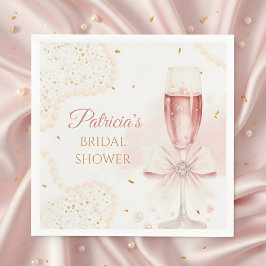 Elegant Modern Pearls & Prosecco Bridal Shower Pappersservett