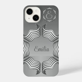 Elegant Modern Peeking Heart Monogram iPhone 14 Ca