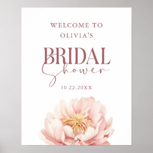 Elegant Modern Peony Blommigt Välkommen Möhippa Poster