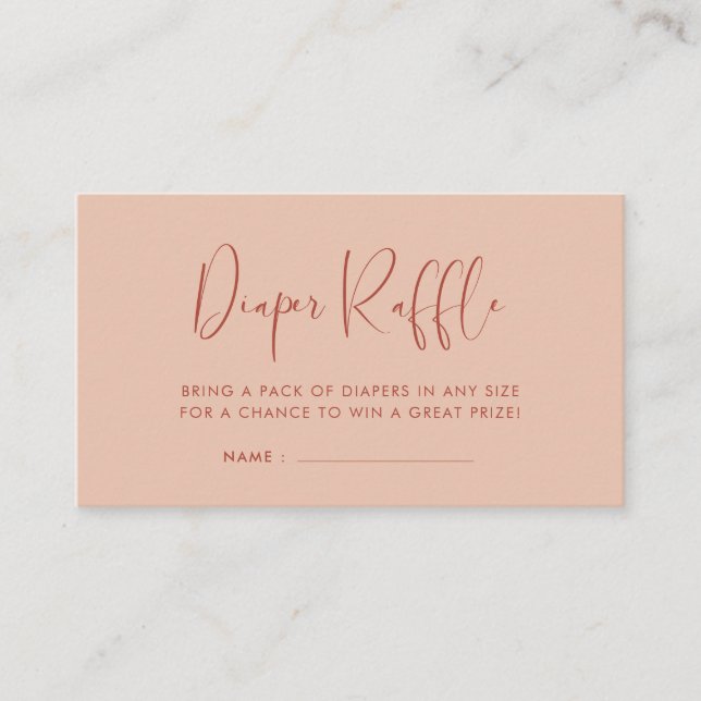 Elegant & Modern Persika Blöja lotteri insats Tilläggskort (Framsida)