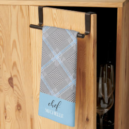Elegant modern personlig blå tartan kökshandduk