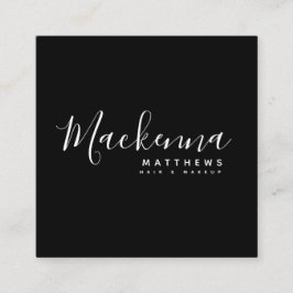 Elegant Modern Personlig Black Hairstylist Namn Fyrkantigt Visitkort