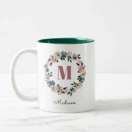 Elegant Modern Personlig Monogram Namn Dam Två-Tonad Mugg