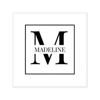Elegant Modern Personlig Monogram White Självfärgande Stämpel