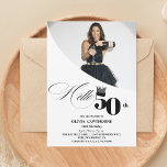Elegant Modern Photo 50th Birthday White Black Inbjudningar<br><div class="desc">Modern vit med svart bakgrund och minimalistisk inbjudningsmall är perfekt för snyggt party i manlig födelsedagsfest. Elegant-minimalistiskt temat inbjudan är fullt av roligt och enkel utformning av inslag,  elegant-kalligrafi och modernt typsnitt. Födelsedag är speciella dagar,  och inbjudan kan hjälpa till att göra det till en minnesvärd upplevelse för vänner.</div>