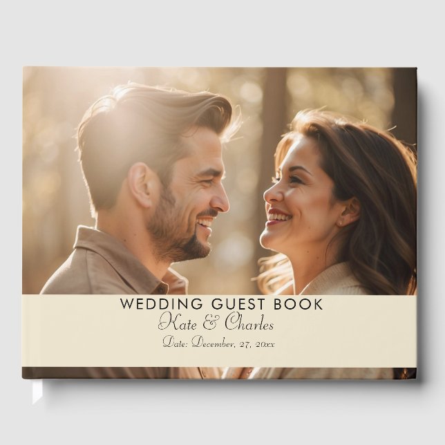 Elegant Modern Photo Anpassningsbar Qr-kod Gästböcker (Framsida)