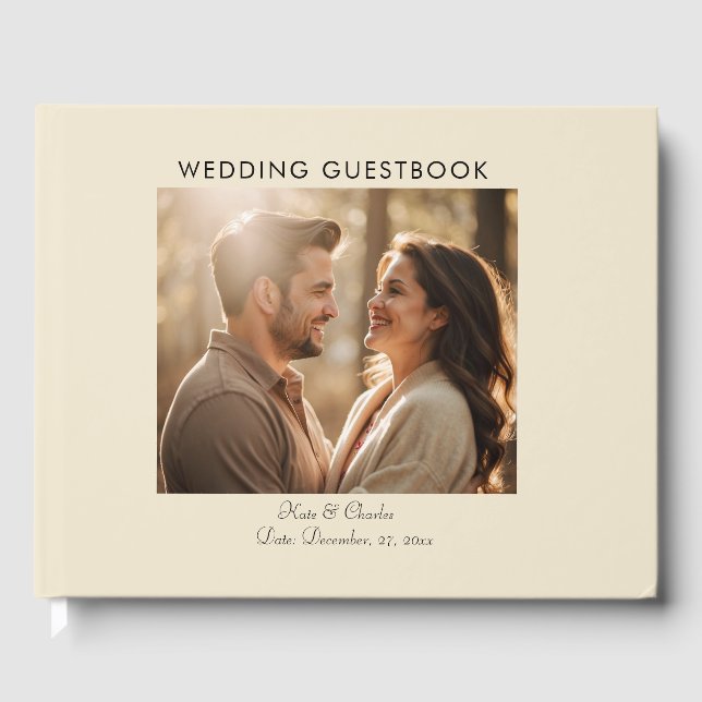 Elegant Modern Photo Anpassningsbar Qr-kod Gästböcker (Framsida)