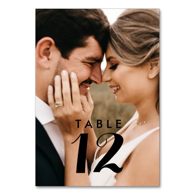 Elegant Modern Photo Bröllop Bord-kort Bordsnummer (Framsidan)