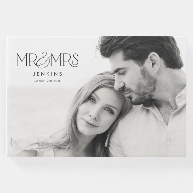 Elegant Modern Photo Bröllop Gästböcker (Framsida)