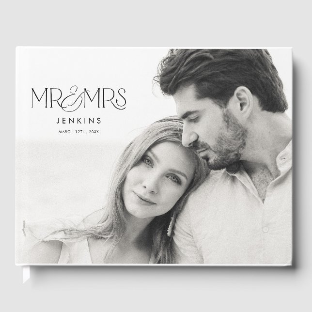 Elegant Modern Photo Bröllop Gästböcker (Framsida)