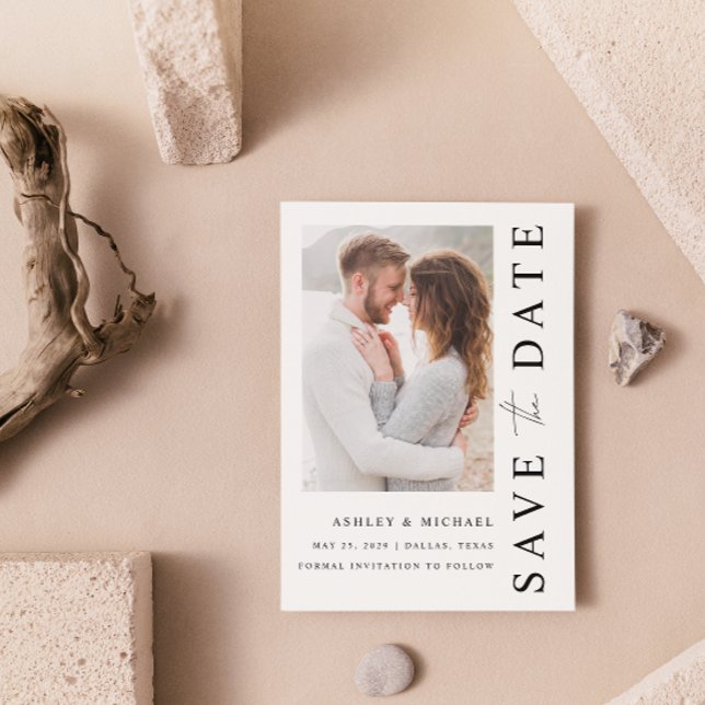 Elegant Modern  Photo Bröllop Spara Datumet (Save Your Date in Style! Elegant & Personalizable Wedding Card. 💍💌 [Add Details])