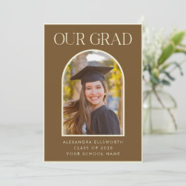 Elegant Modern Photo Brown Arch Studenten Announc Meddelande