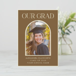 Elegant Modern Photo Brown Arch Studenten Announc Meddelande