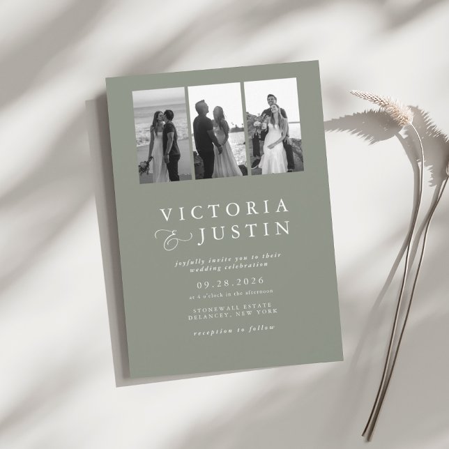 Elegant Modern Photo Collage Bröllop Inbjudningar (Skapare uppladdad)