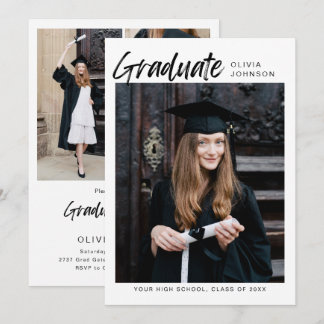 Elegant Modern Photo Collage Graduation Party  Inv Inbjudningar