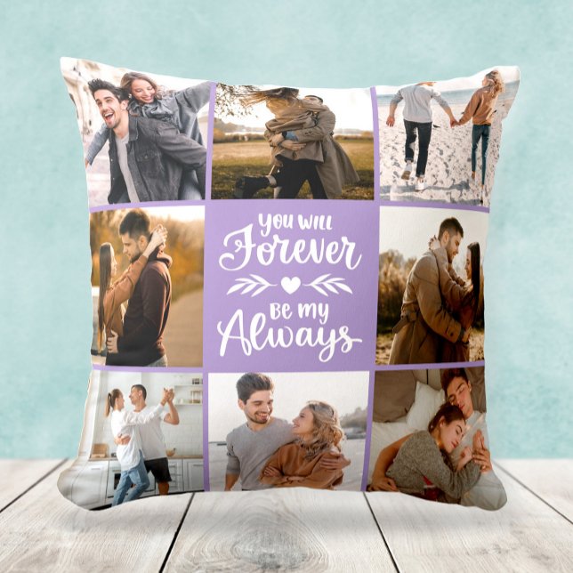 Elegant Modern Photo Collage Lila Gift Kudde (Skapare uppladdad)