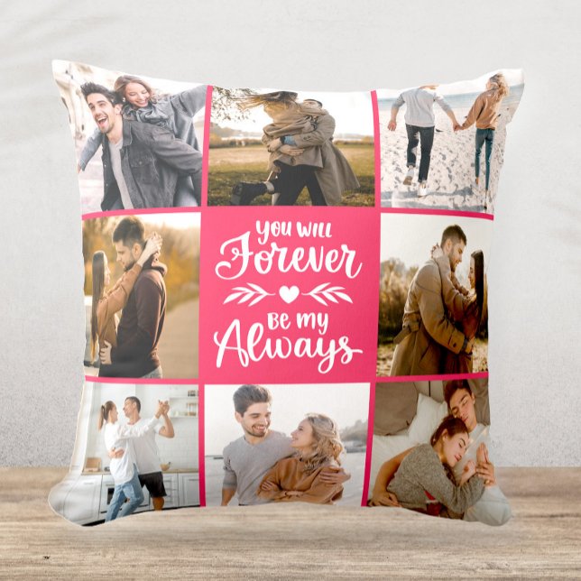 Elegant Modern Photo Collage Red Gift Kudde (Skapare uppladdad)