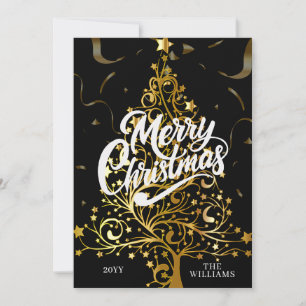 Elegant Modern Photo Evergreen God jul Julkort