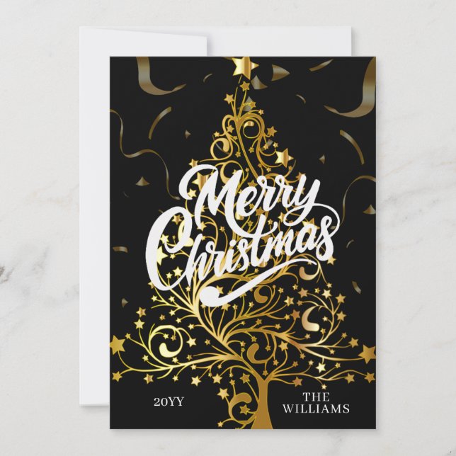 Elegant Modern Photo Evergreen God jul Julkort (Framsida)