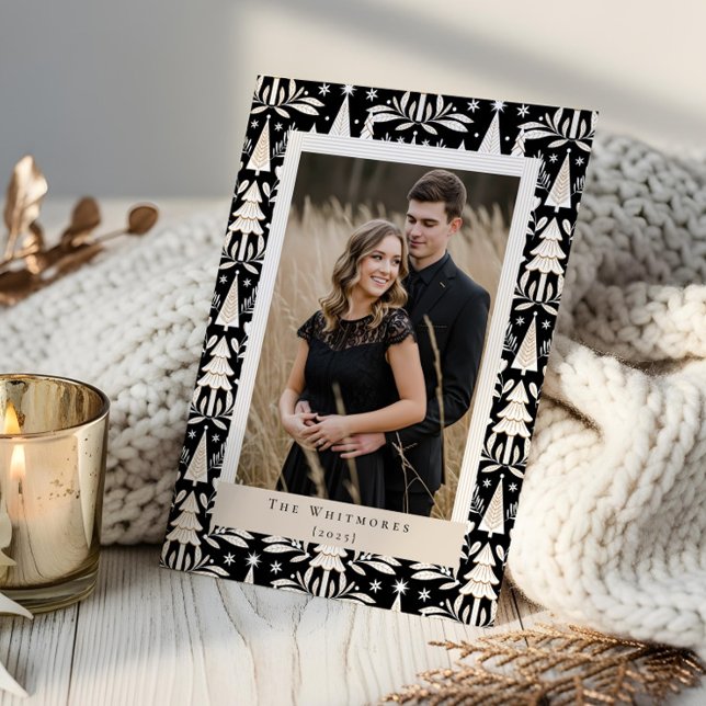 Elegant Modern Photo Evergreen Julgran Julkort (Elegant Modern Photo Evergreen Christmas Tree Holiday Card)