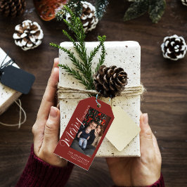 Elegant Modern Photo Holiday Tag |Merry Christmas Presentetikett