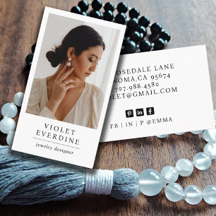 Elegant Modern Photo Jewelry Designer Visitkort