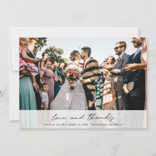 Elegant Modern Photo Kärlek och Tack Bröllop Kort