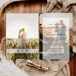 Elegant Modern Photo Overlay Bröllop Inbjudningar