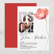 Elegant Modern Photo Poppy Red Bröllop