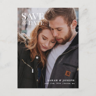 Elegant Modern Photo Save Date Postcard Vykort